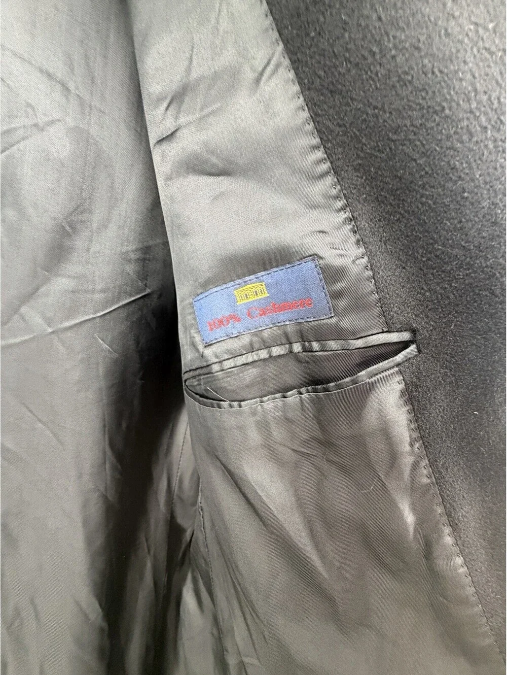 Via dei Giubbi Milano 100% Cashmere Overcoat Men’s Black Made in Italy